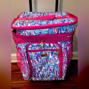 NW/OT Lilly Pulitzer Rolling Cooler with wheels Red Right Return Pattern zipper